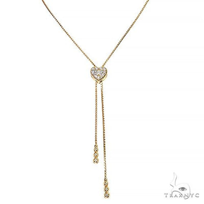 14K Rose Gold Diamond Heart Adjustable Choker Necklace 66544 - Image 1