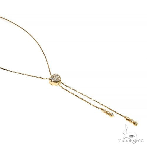 14K Rose Gold Diamond Heart Adjustable Choker Necklace 66544 - Image 2