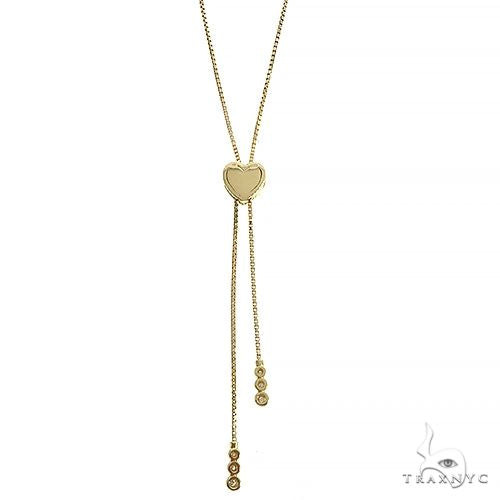 14K Rose Gold Diamond Heart Adjustable Choker Necklace 66544 - Image 3