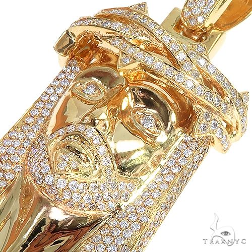 14K Gold Diamond Jesus Pendant 66878 - Image 3
