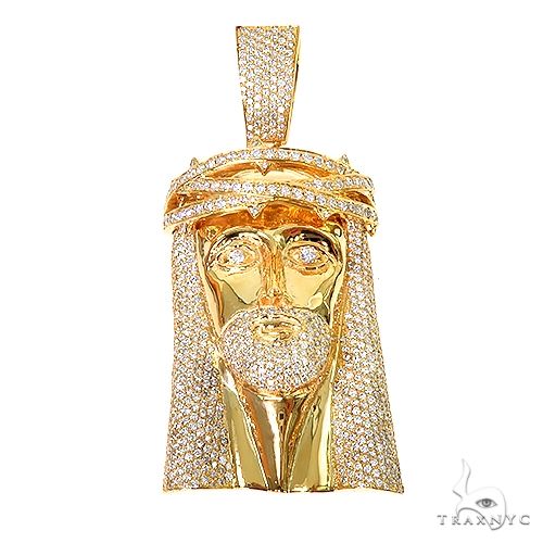 14K Gold Diamond Jesus Pendant 67244 – TraxNYC