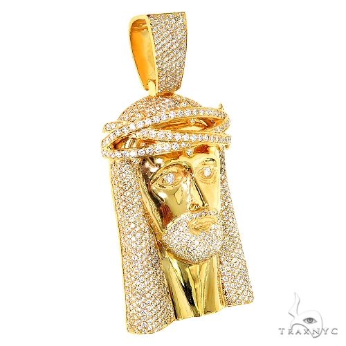 14K Gold Diamond Jesus Pendant 67244 - Image 2