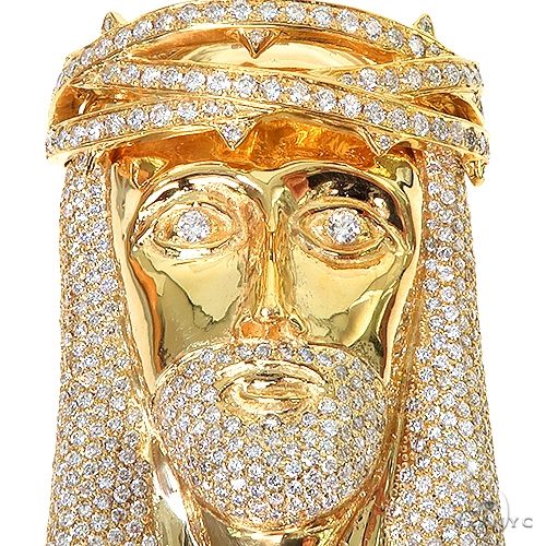 14K Gold Diamond Jesus Pendant 67244 - Image 3