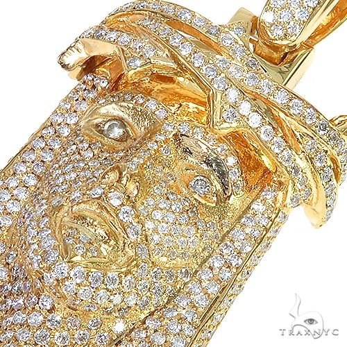 Medium 14K Gold Diamond Jesus Pendant 67257 - Image 3
