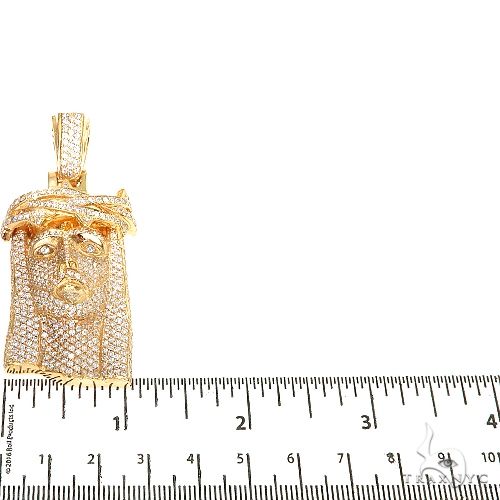 Medium 14K Gold Diamond Jesus Pendant 67257 - Image 5
