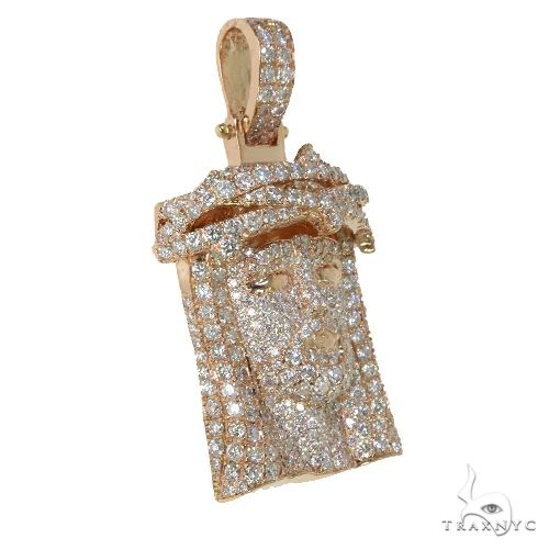 Small 14K Gold Diamond Jesus Pendant 67741 - Image 2