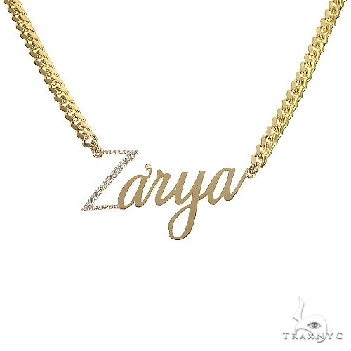 14K Gold Diamond Name Pendant With Miami Cuban Link Chain 66651 - Image 1