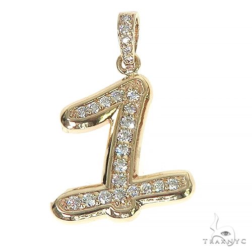 14K Gold Diamond Number Pendant 66407 - Image 1