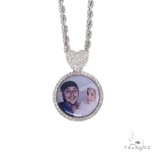 14K Gold Diamond Photo Pendant and Rope Chain Set 66834 - Image 1
