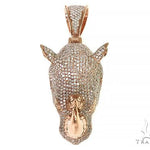 14K Gold Diamond Rhino Pendant 66351 - Image 1