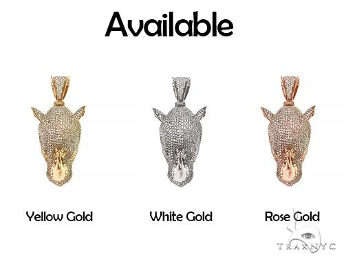 14K Gold Diamond Rhino Pendant 66351 - Image 7