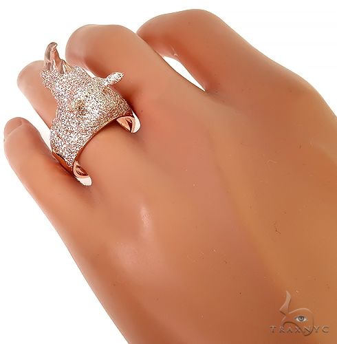 14K Gold Diamond Rhino Ring 66439 - Image 6