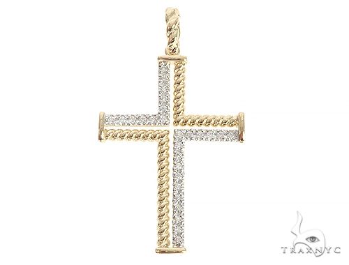 14K Gold Diamond Rope Cross 70222 - Image 3