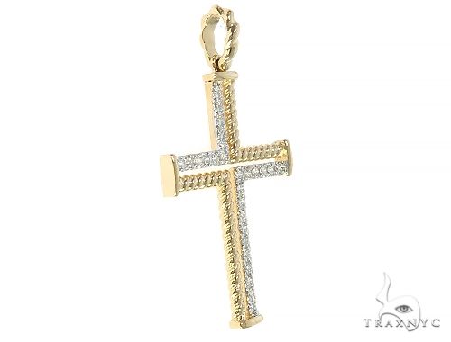 14K Gold Diamond Rope Cross 70222 - Image 4