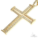 14K Gold Diamond Cuban Cross Set 66619 - Image 4