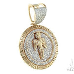 14K Gold Diamond Round Angel Pendant 66326 - Image 2