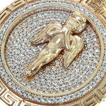 14K Gold Diamond Round Angel Pendant 66326 - Image 4