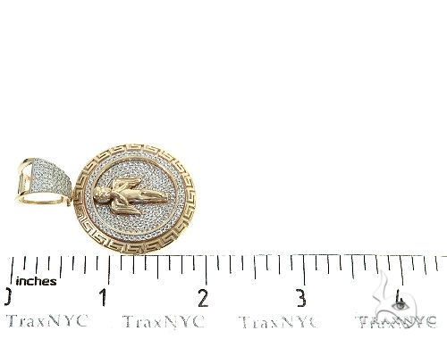 14K Gold Diamond Round Angel Pendant 66326 - Image 6