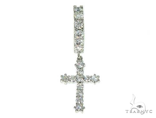 14K Gold Diamond Single Cross Earrings 66195 - Image 1