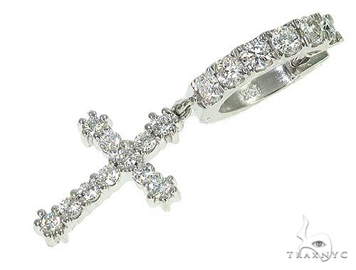 14K Gold Diamond Single Cross Earrings 66195 - Image 2