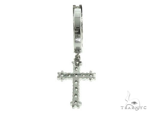 14K Gold Diamond Single Cross Earrings 66195 - Image 3