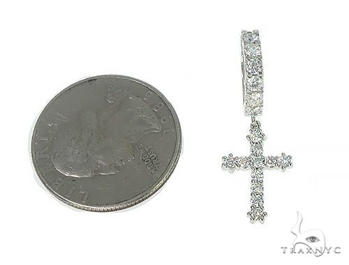 14K Gold Diamond Single Cross Earrings 66195 - Image 4