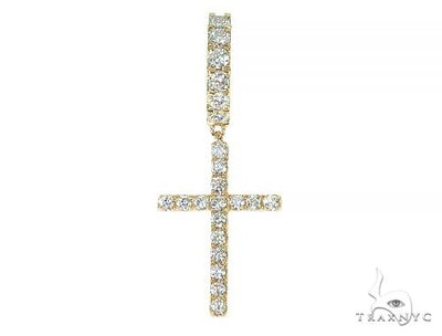 14K Gold Diamond Single Cross Earrings  66197 - Image 1