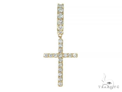 14K Gold Diamond Single Cross Earrings  66197 - Image 1