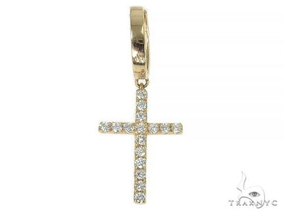 14K Gold Diamond Single Cross Earrings 66196 - Image 1