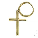 14K Gold Diamond Single Cross Earrings 66196 - Image 3