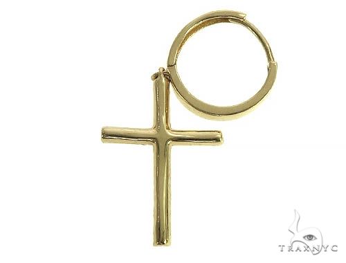 14K Gold Diamond Single Cross Earrings 66196 - Image 3