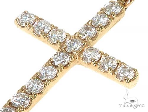 14K Gold Diamond Single Cross Earrings 66196 - Image 4