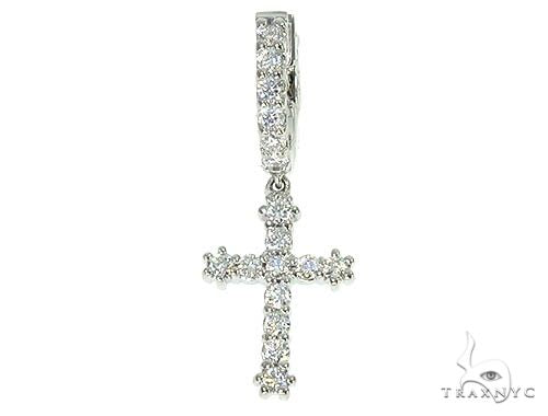 14K Gold Diamond Single Cross Earrings 66198 - Image 1