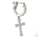 14K Gold Diamond Single Cross Earrings 66198 - Image 2