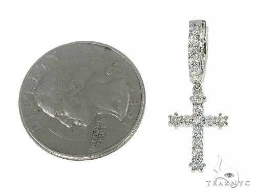 14K Gold Diamond Single Cross Earrings 66198 - Image 5