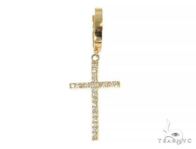 14K Gold Diamond Single Cross Earrings 66200 - Image 1