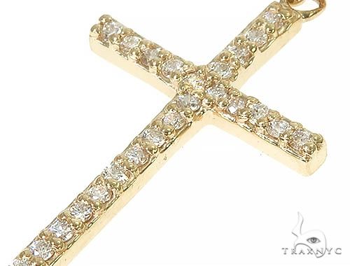 14K Gold Diamond Single Cross Earrings 66200 - Image 4