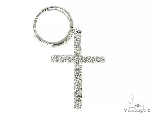 14K Gold Diamond Single Cross Earrings 66201 - Image 1