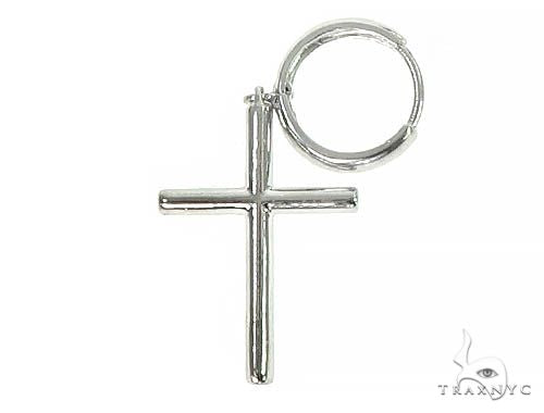 14K Gold Diamond Single Cross Earrings 66201 - Image 4