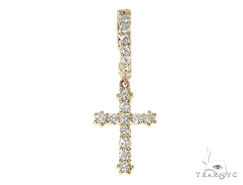 14K Gold Diamond Single Cross Earrings 66202 - Image 1