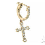 14K Gold Diamond Single Cross Earrings 66202 - Image 2