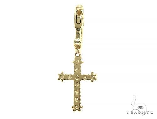 14K Gold Diamond Single Cross Earrings 66202 - Image 3