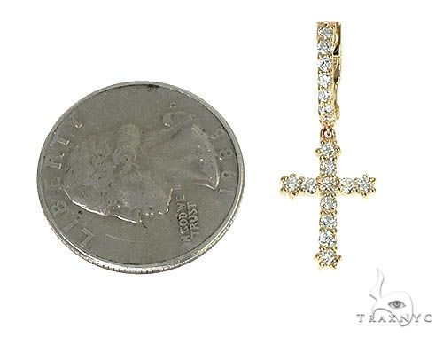 14K Gold Diamond Single Cross Earrings 66202 - Image 5