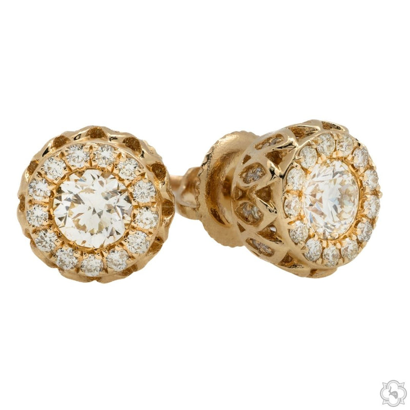 14K Gold Diamond Stud Earrings 65824 - Image 3