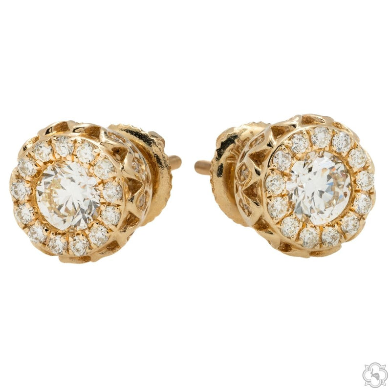 14K Gold Diamond Stud Earrings 65824 - Image 2