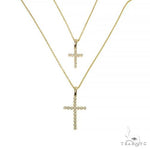 14K Gold Double Cross Necklace 66609 - Image 2