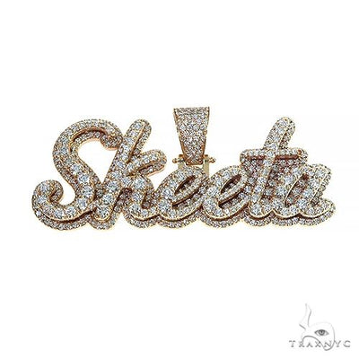 14K Gold Double Layer Diamond Name Pendant 66630 - Image 1