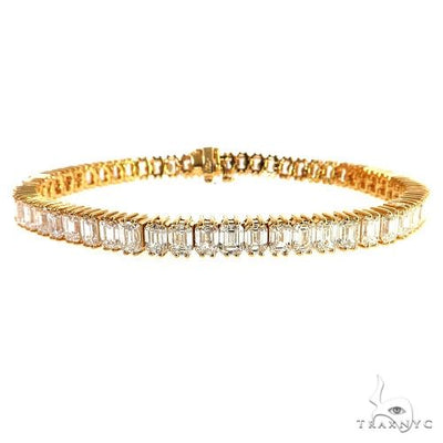 14K Gold Emerald Diamond Bracelet (Lab) 68611 - Image 1