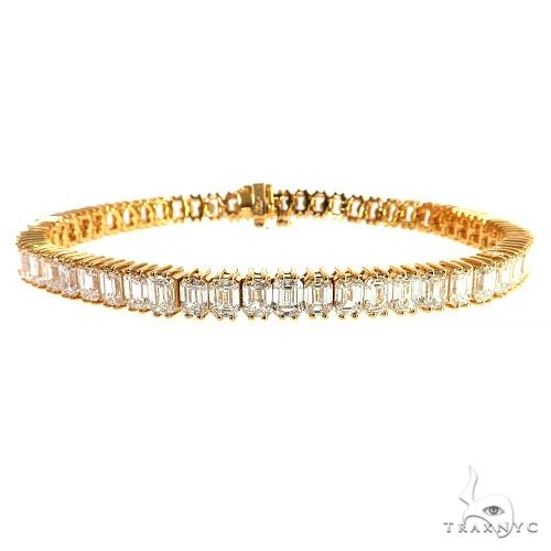 14K Gold Emerald Diamond Bracelet (Lab) 68611 - Image 1