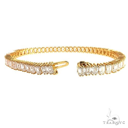 14K Gold Emerald Diamond Bracelet (Lab) 68611 - Image 2